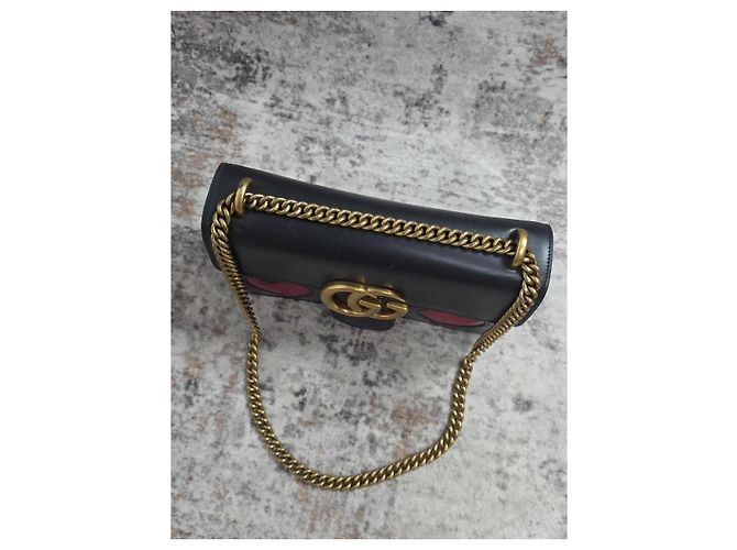 Borsa a tracolla Gucci GG Marmont Heart Pelle Nera Nero - vista 4