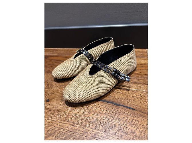 Alaïa Mary Jane Ballerinas aus beigem Stroh - Ansicht 2