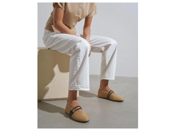 Alaïa Mary Jane Ballerinas aus beigem Stroh - Ansicht 3