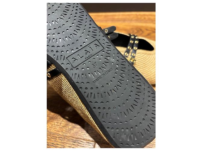 Alaïa Mary Jane Ballerinas aus beigem Stroh - Ansicht 5