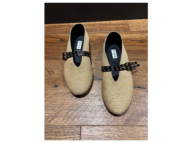 Alaïa Mary Jane Ballerinas aus beigem Stroh - Ansicht 8