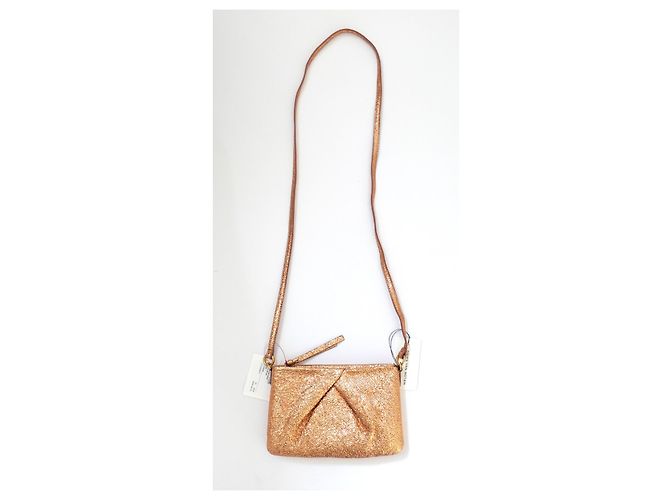 Dries Van Noten Borsa in pelle stropicciata metallizzata oro rosa D'oro - vista 2