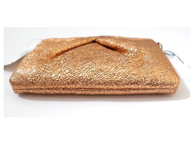 Dries Van Noten Borsa in pelle stropicciata metallizzata oro rosa D'oro - vista 7