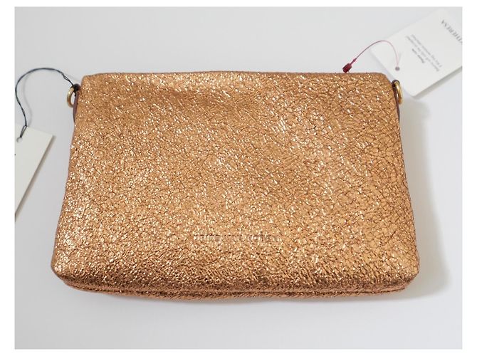 Dries Van Noten Borsa in pelle stropicciata metallizzata oro rosa D'oro - vista 8