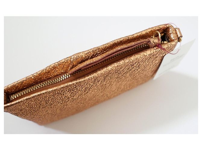 Dries Van Noten Borsa in pelle stropicciata metallizzata oro rosa D'oro - vista 9