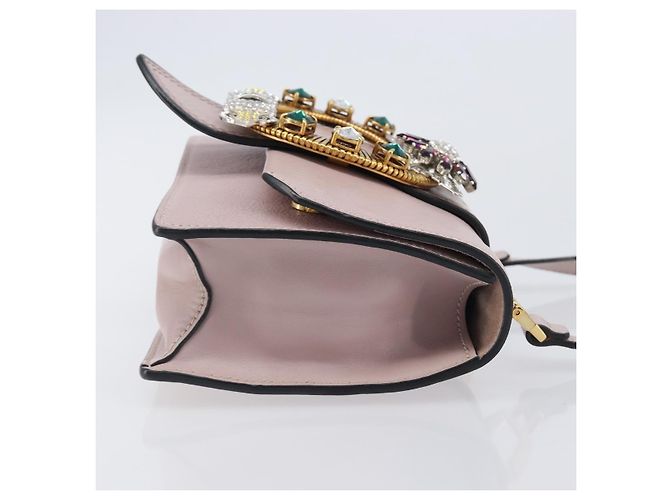 Miu Miu Madras Crystal Flap Leather Small Rosa - vista 3
