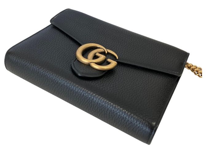 Portafoglio a catena GUCCI GG Marmont Long 401232 Nero Donna - vista 4