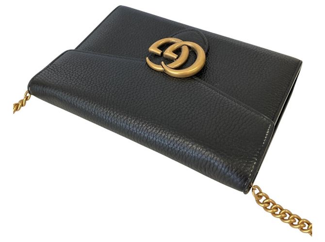 Portafoglio a catena GUCCI GG Marmont Long 401232 Nero Donna - vista 5