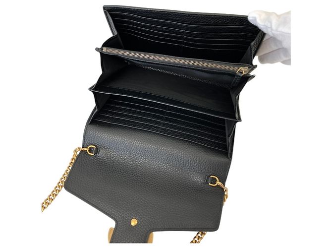 Portafoglio a catena GUCCI GG Marmont Long 401232 Nero Donna - vista 6