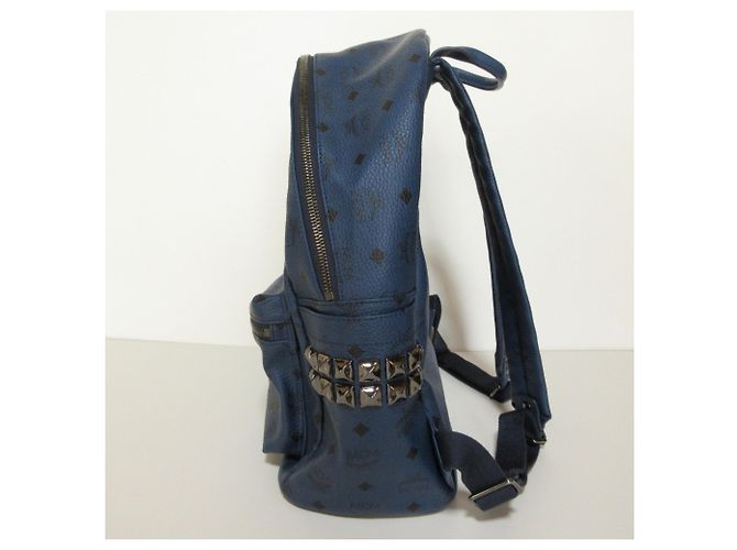 MCM Stark Visetos Side Studded Backpack Navy blue - view 3