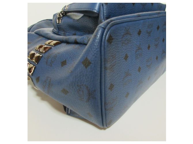 MCM Stark Visetos Side Studded Backpack Navy blue - view 5