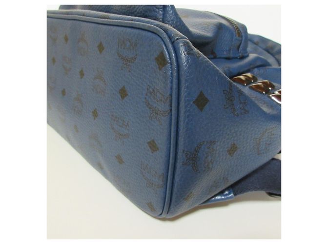 MCM Stark Visetos Side Studded Backpack Navy blue - view 6