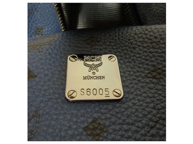 MCM Stark Visetos Side Studded Backpack Navy blue - view 9