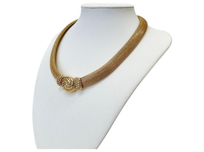 Collana choker vintage Christian Dior con strass D'oro - vista 2