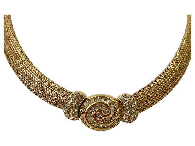 Collana choker vintage Christian Dior con strass D'oro - vista 3