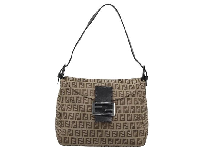 Borsa Fendi Mamma Baguette Canvas medium Beige - vista 2