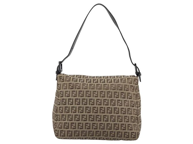 Borsa Fendi Mamma Baguette Canvas medium Beige - vista 3