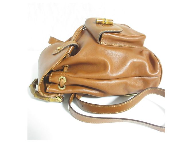 Gucci Bamboo Leder Mini-Rucksack Braun - vue 3