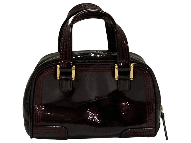 Bolso de mano Loewe Amazona Micro Mini de piel charol Burdeos - vista 3