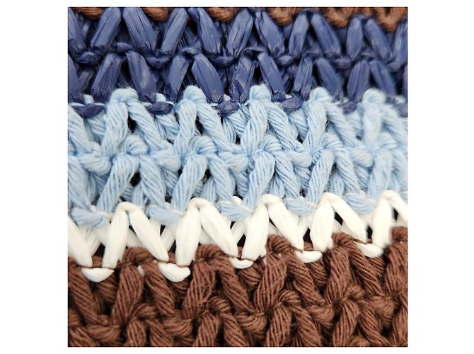 Saco Tote tecido com efeito de ráfia Miu Miu MIU Marrom Azul Bege - vista 13