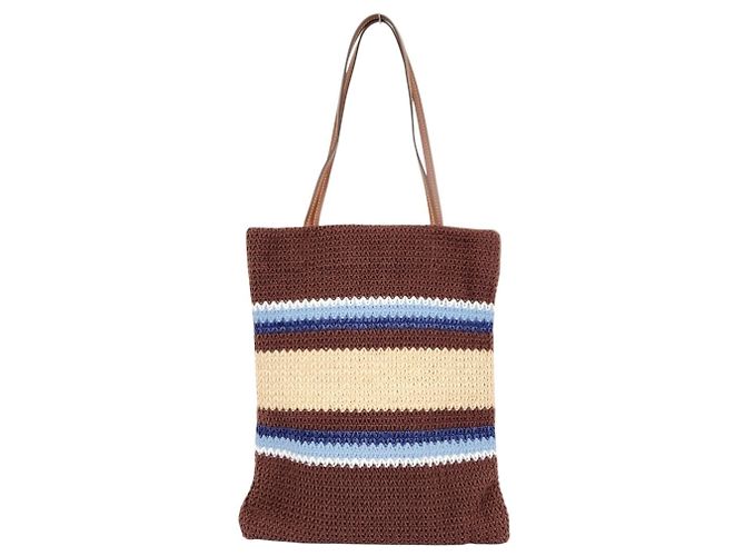 Saco Tote tecido com efeito de ráfia Miu Miu MIU Marrom Azul Bege - vista 2
