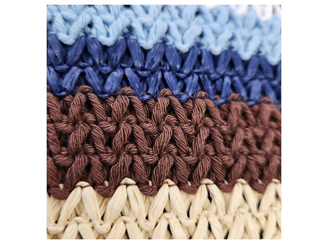 Saco Tote tecido com efeito de ráfia Miu Miu MIU Marrom Azul Bege - vista 7