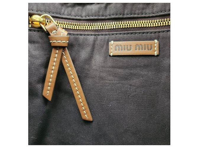 Saco Tote tecido com efeito de ráfia Miu Miu MIU Marrom Azul Bege - vista 8