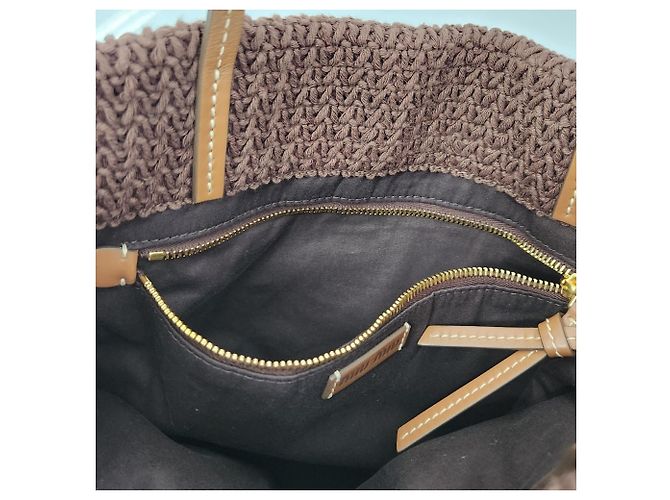 Saco Tote tecido com efeito de ráfia Miu Miu MIU Marrom Azul Bege - vista 9