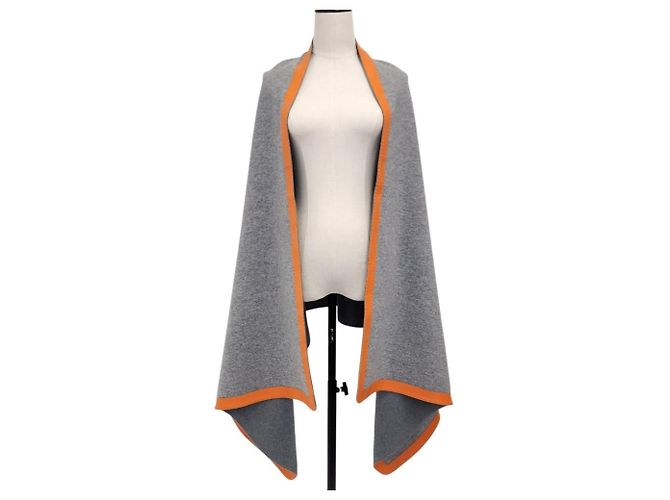 Hermès Coperta Sciarpa in Lana e Cashmere Hermes Marrone Arancione - vista 2