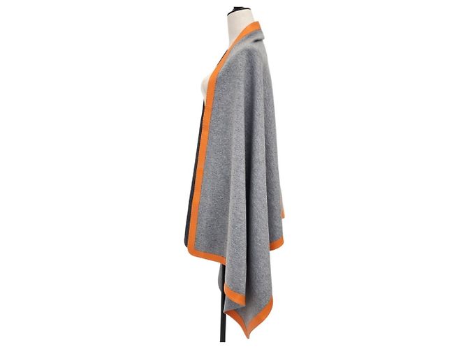 Hermès Coperta Sciarpa in Lana e Cashmere Hermes Marrone Arancione - vista 3