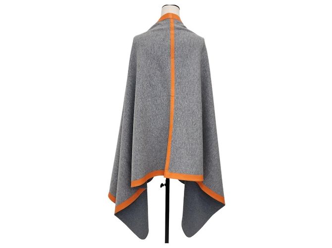 Hermès Coperta Sciarpa in Lana e Cashmere Hermes Marrone Arancione - vista 4