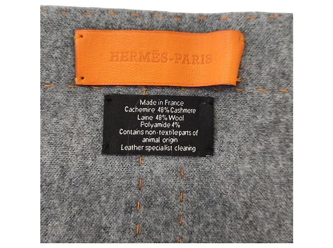 Hermès Coperta Sciarpa in Lana e Cashmere Hermes Marrone Arancione - vista 7