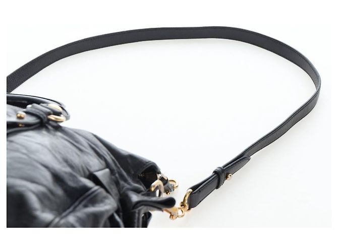 Borsa a mano Miu Miu Vitellolux 2way Black Gold Auth 202521M Nero D'oro - vista 15