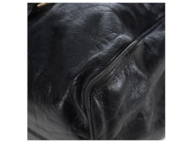 Borsa a mano Miu Miu Vitellolux 2way Black Gold Auth 202521M Nero D'oro - vista 17