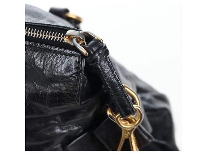 Borsa a mano Miu Miu Vitellolux 2way Black Gold Auth 202521M Nero D'oro - vista 21