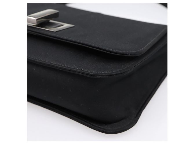 GUCCI Schultertasche Satin Black Silver Auth 206225A Schwarz Silber - Ansicht 10