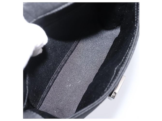 GUCCI Schultertasche Satin Black Silver Auth 206225A Schwarz Silber - Ansicht 17