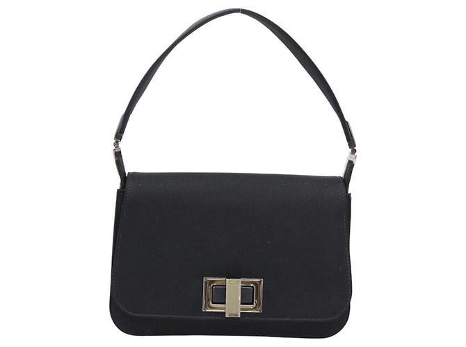 GUCCI Schultertasche Satin Black Silver Auth 206225A Schwarz Silber - Ansicht 2
