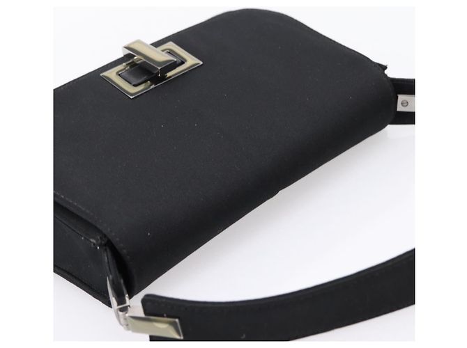 GUCCI Schultertasche Satin Black Silver Auth 206225A Schwarz Silber - Ansicht 6