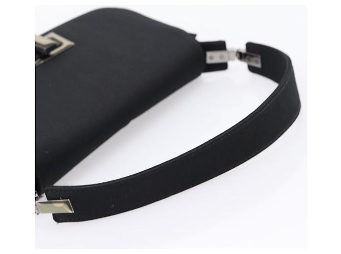 GUCCI Schultertasche Satin Black Silver Auth 206225A Schwarz Silber - Ansicht 7
