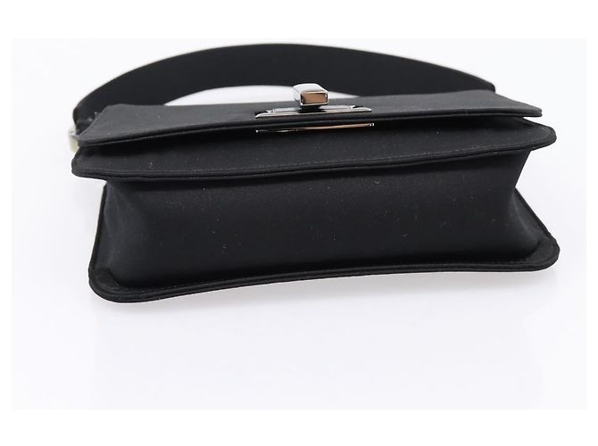 GUCCI Schultertasche Satin Black Silver Auth 206225A Schwarz Silber - Ansicht 9