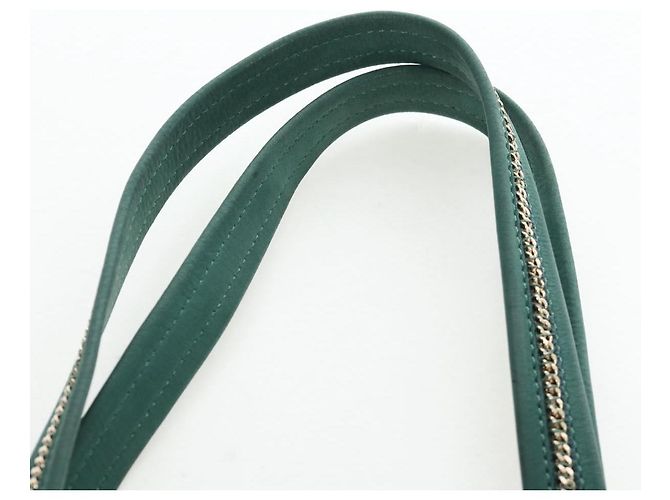 FENDI Tote Bag aus Leder Grün Gold Auth 203838A Golden - Ansicht 14