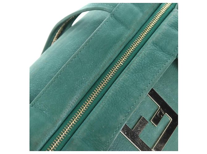 FENDI Tote Bag aus Leder Grün Gold Auth 203838A Golden - Ansicht 21