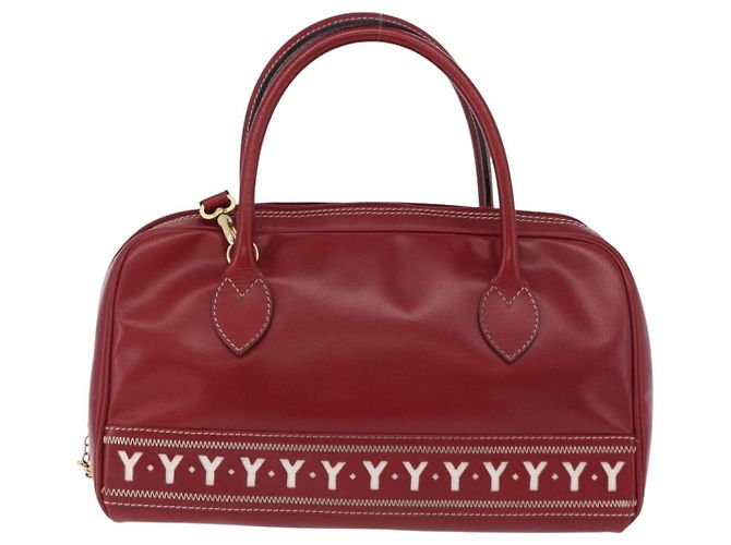Autre Marque SAINT LAURENT Handtasche Leder 2way Rot Gold Authentisch 206113V Golden - Ansicht 13