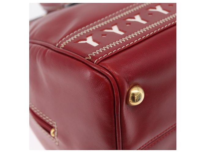 Autre Marque SAINT LAURENT Handtasche Leder 2way Rot Gold Authentisch 206113V Golden - Ansicht 19