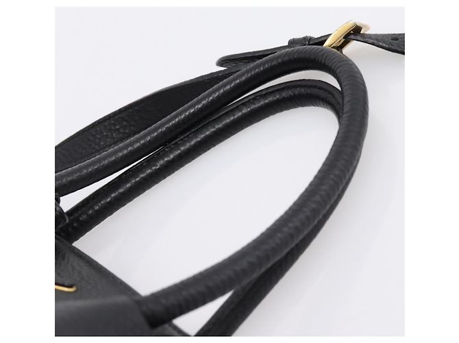 Sac à main PRADA en cuir 2way Noir Or Auth ep16198V Doré - vue 14