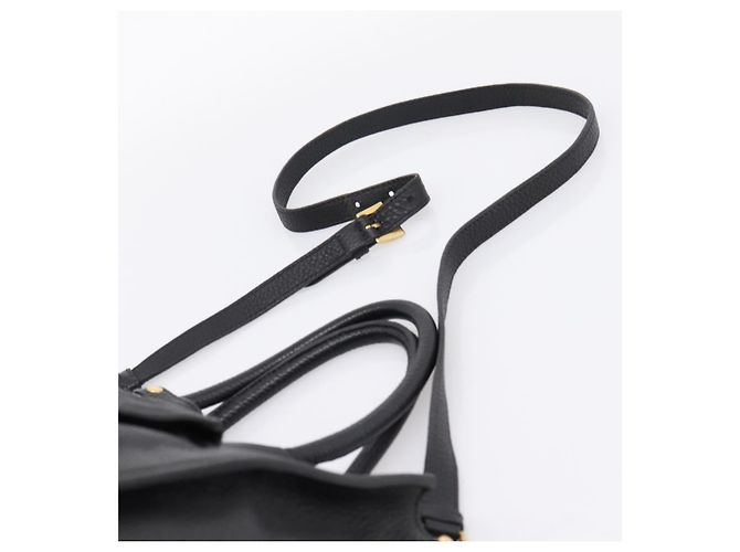 Sac à main PRADA en cuir 2way Noir Or Auth ep16198V Doré - vue 15