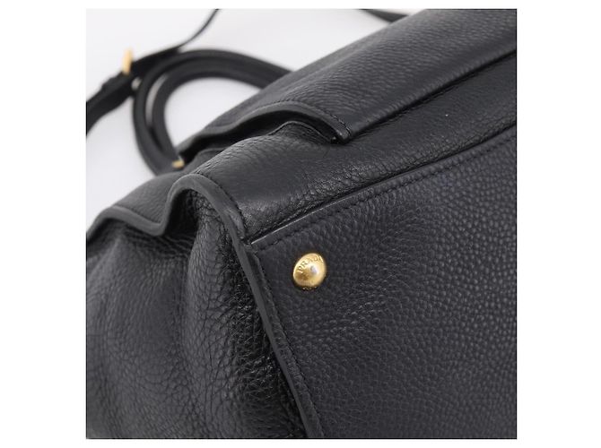 Sac à main PRADA en cuir 2way Noir Or Auth ep16198V Doré - vue 16