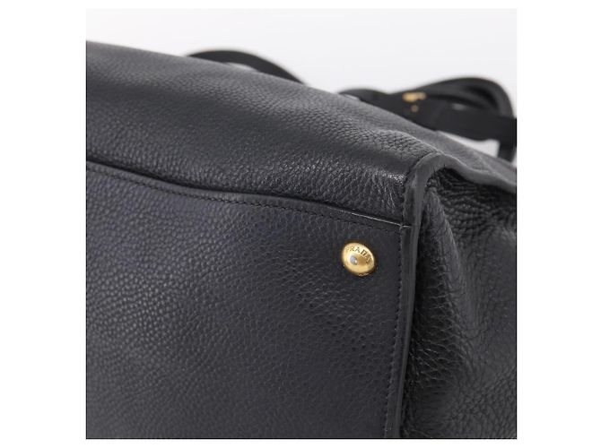 Sac à main PRADA en cuir 2way Noir Or Auth ep16198V Doré - vue 17
