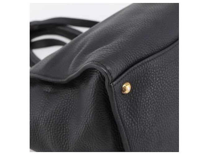Sac à main PRADA en cuir 2way Noir Or Auth ep16198V Doré - vue 18